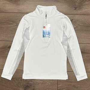Girl's EIS Cool Sun Shirt Long Sleeve 1/4 Zip White Equestrian Size Small